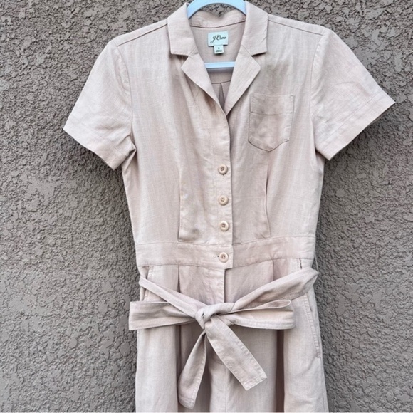 $168 J Crew Linen Blend Wide Leg Jumpsuit Women Neutral Minimalist Quiet Luxury - Picture 5 of 15